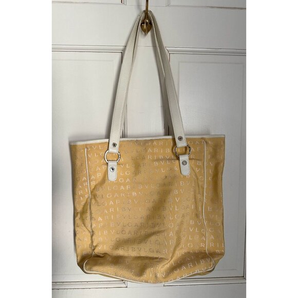 Bvlgari Logo Mania Pale Yellow Shoulder Bag / Tote - Picture 9 of 16